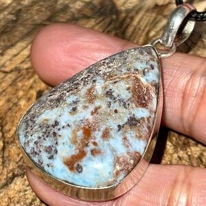 Stefilia Stone Caribbean Larimar Pendant 2”